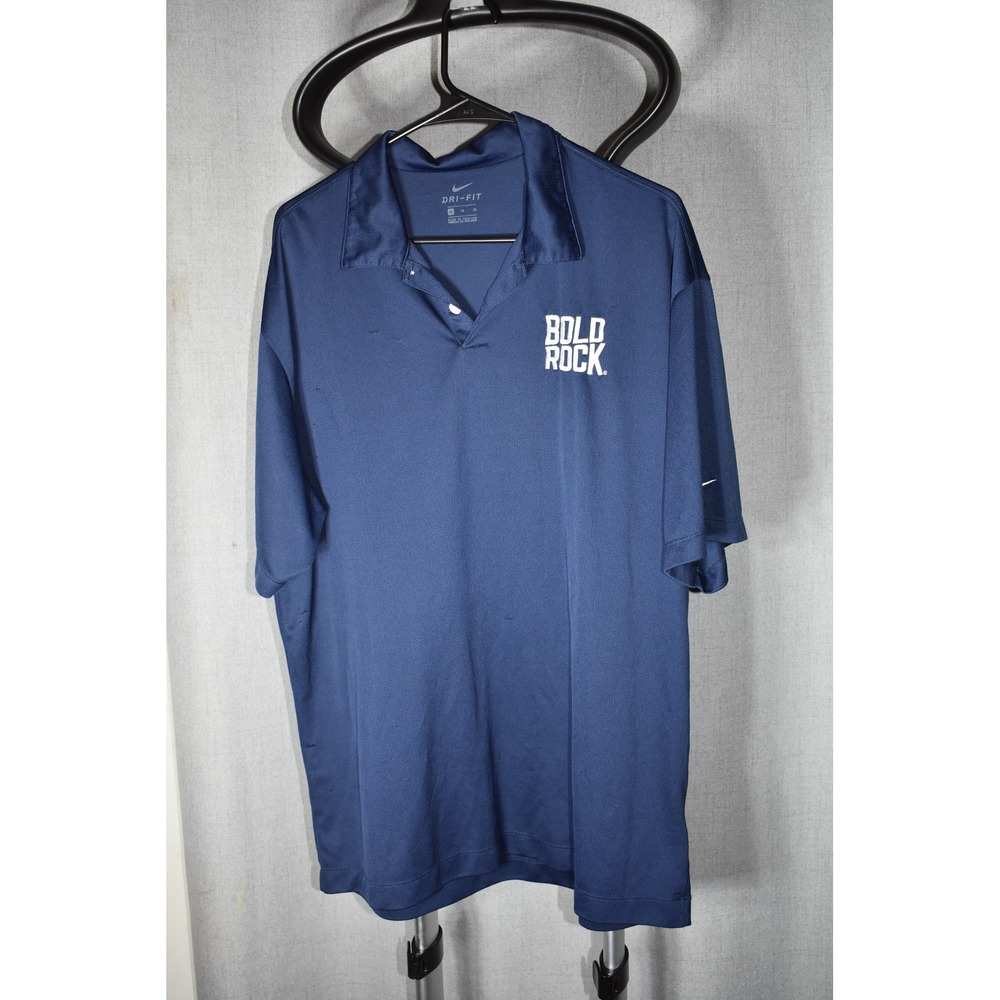 Nike Dri-FIT Polo Shirt Mens XL Navy Blue Bold Rock Short Sleeve Golf Top
